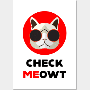 Check Meowt Cat Lovers Hipster Cat Design Posters and Art